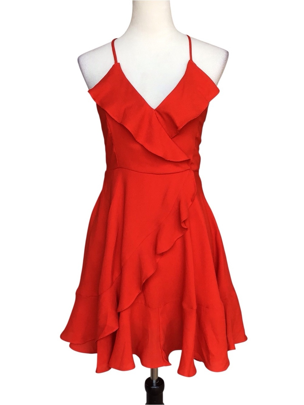 South Moon Under Red Strappy Open Back Ruffle Mini Dress NEW